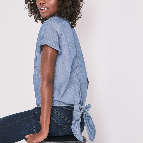 Lucky Brand Holly Glen Chambray Button Up Tied Top - Picture 3 of 8
